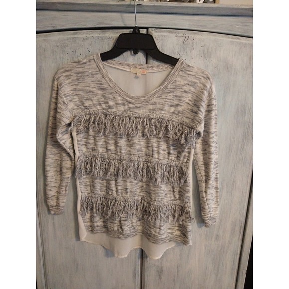 GB fringed top Sm Gray Hippie Cottage Core - Picture 2 of 9